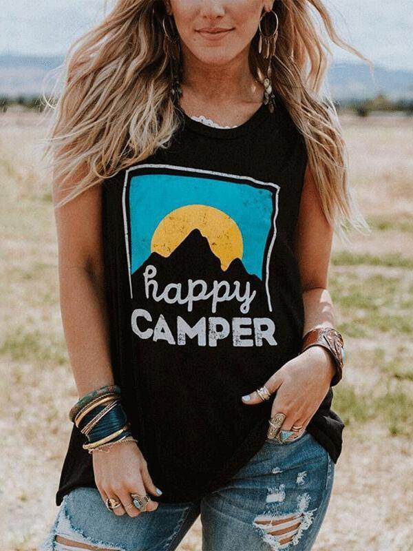 Women Casual Sleeveless Letter Cotton Vests - CHALIER