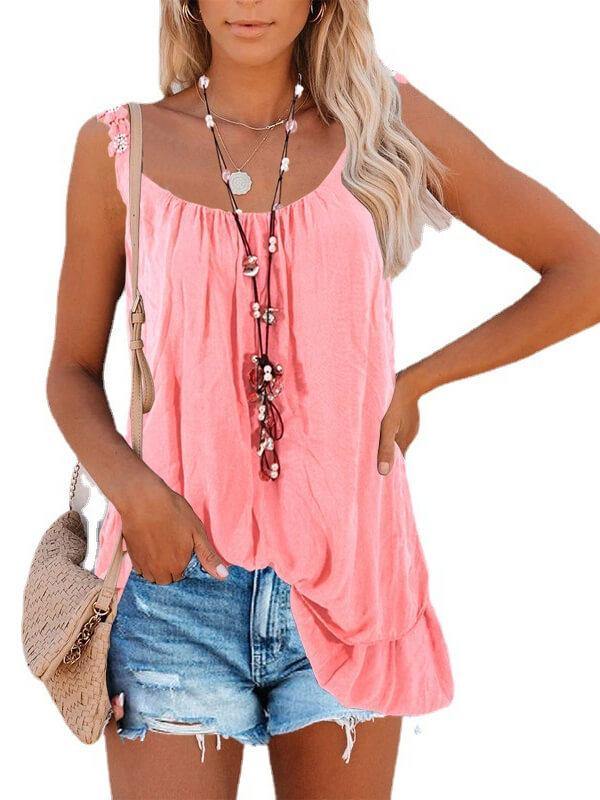 Ladies Stitching Solid Tank Tops - CHALIER