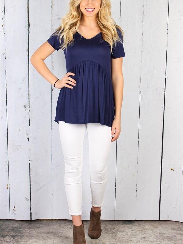 Women Round Neck Short Sleeve T-Shirt - CHALIER