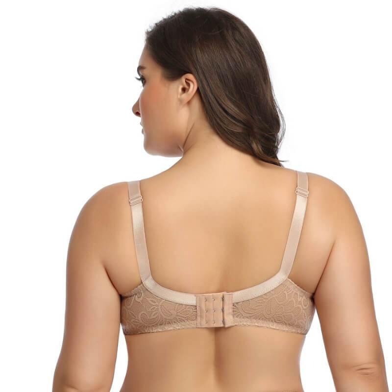 Women's Plus Size Bra Lightweight Underwire Lace Floral Unpadded Bra - CHALIER