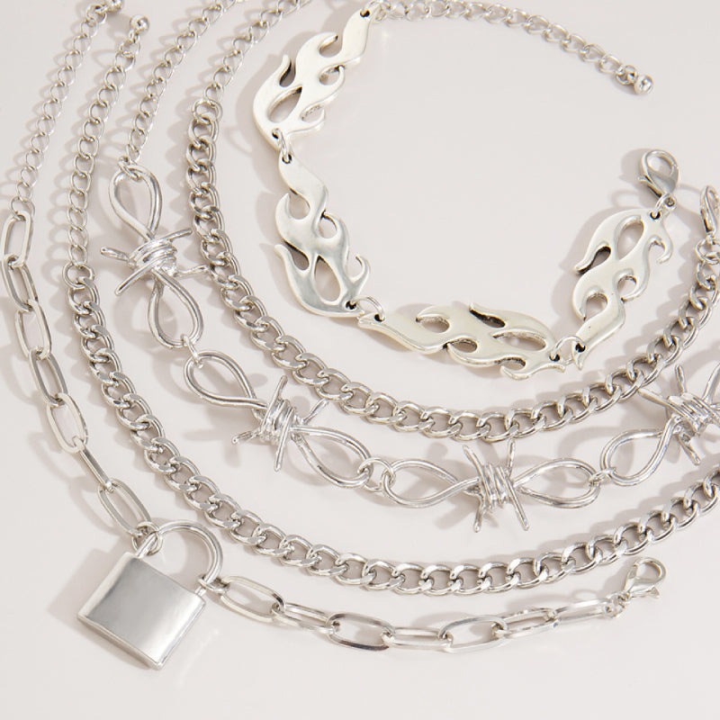 Female Fashionable Bracelets Woman Silver Cool Jewelry Set