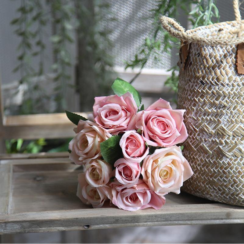 Artificial Rose Bouquet Fake Flowers For Home Office Wedding Decoration - CHALIER