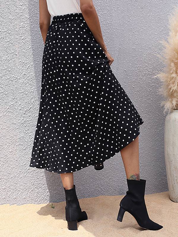 Women's Fashion Skirt Black Polka Dots Skirt