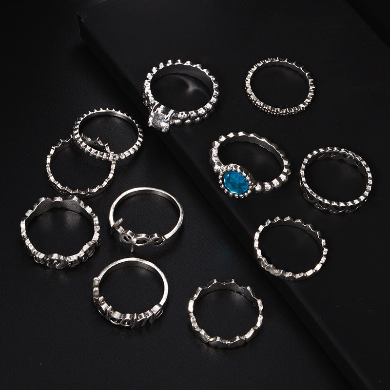 Female Design Hot Bohemia Rings Silver Jewelry Set