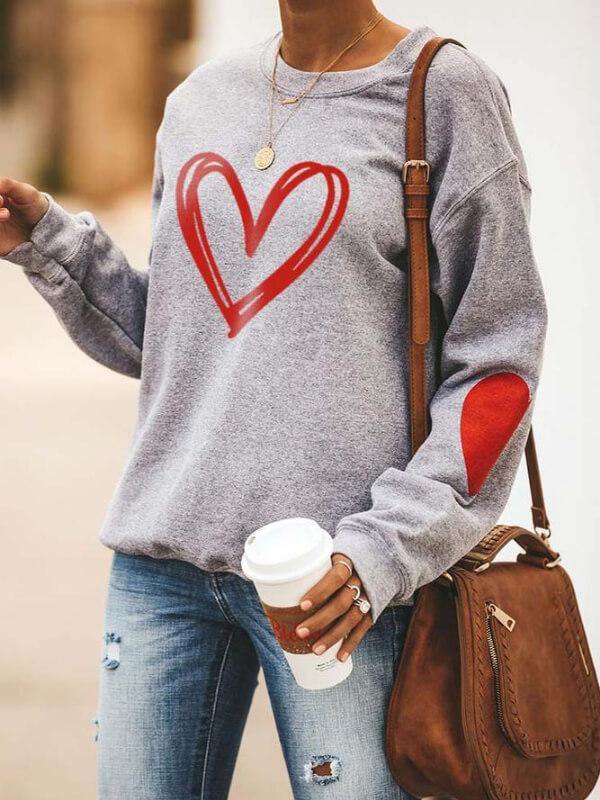 Woman's Valentine's Day Love Print Sweatshirt - CHALIER