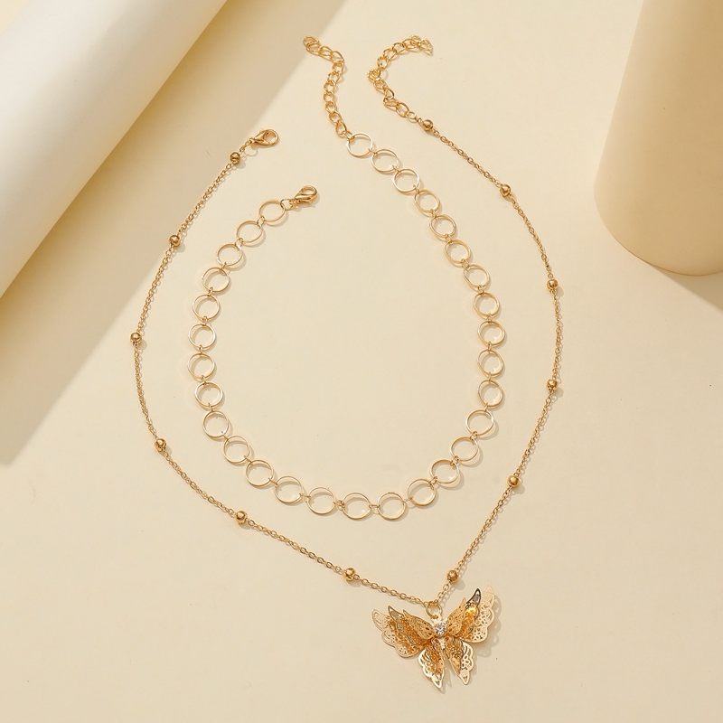 Female Hot Layered Necklaces Women Butterfly Gold Choker Design Jewelry