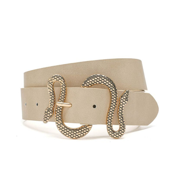 Women Design Fashion Dress Belt Snake Gold Metal Belt