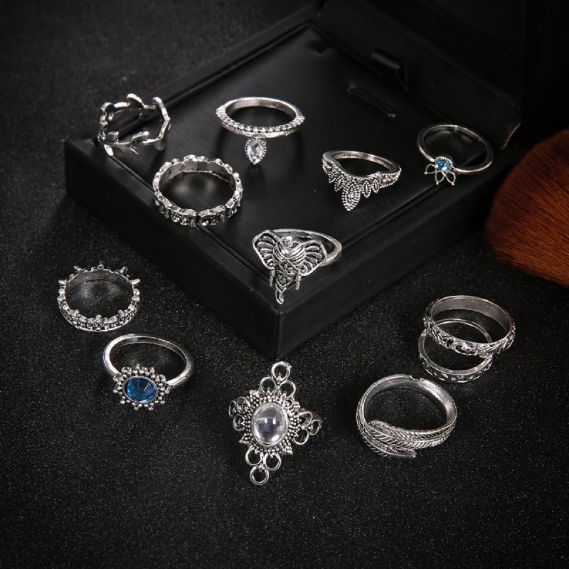 Female Design Hot Bohemia Rings Silver Fashionable Jewelry Set