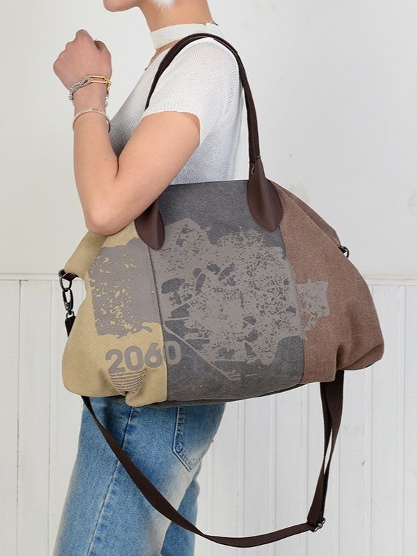 Women Casual High Capacity Canvas Handbag Bucket Shoulder Bag