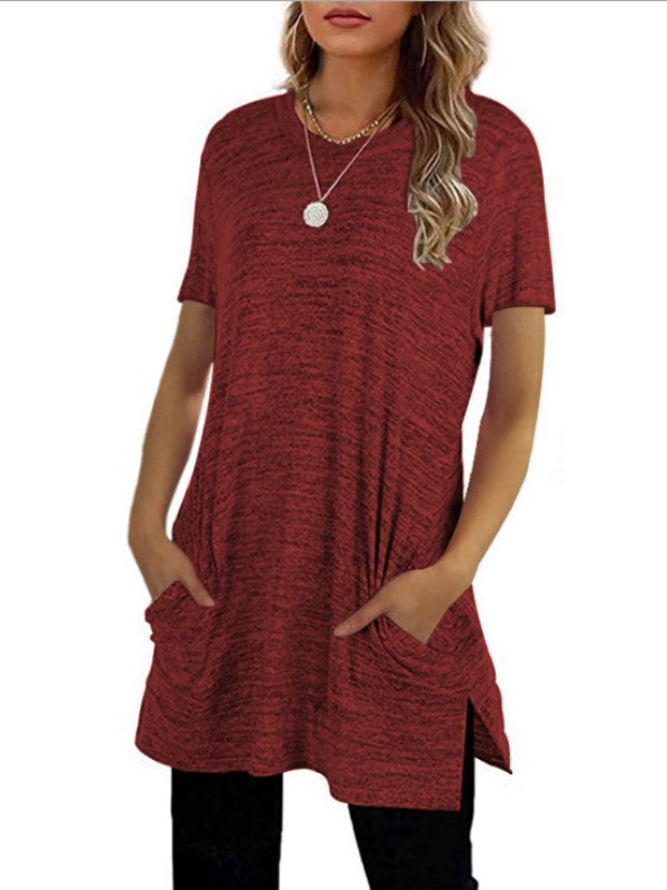 Women Casual Short Sleeve Long T-Shirt