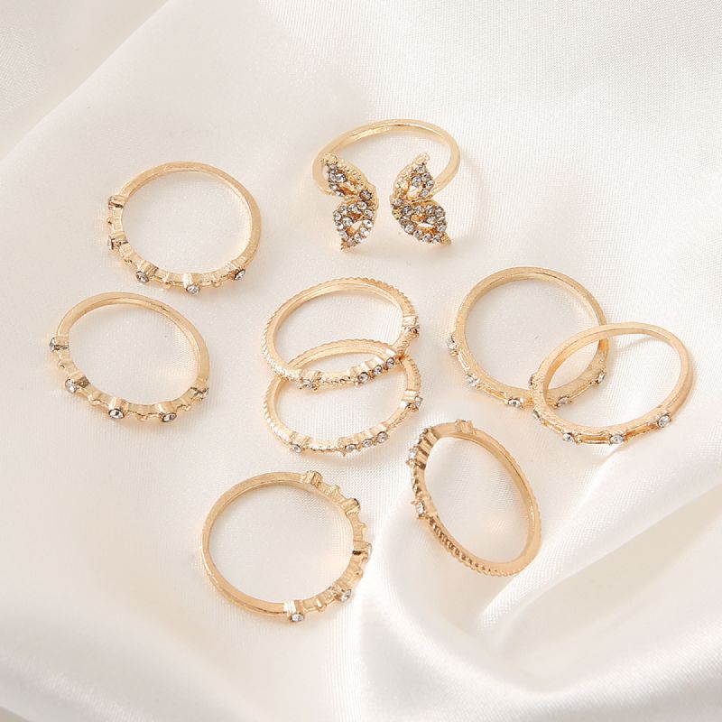 Female Design Hot Rings Gold Simple Butterfly Jewelry Set