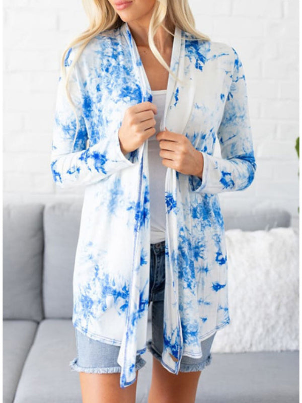 Women's Fashion Outwear Tie-Dye Design Coat