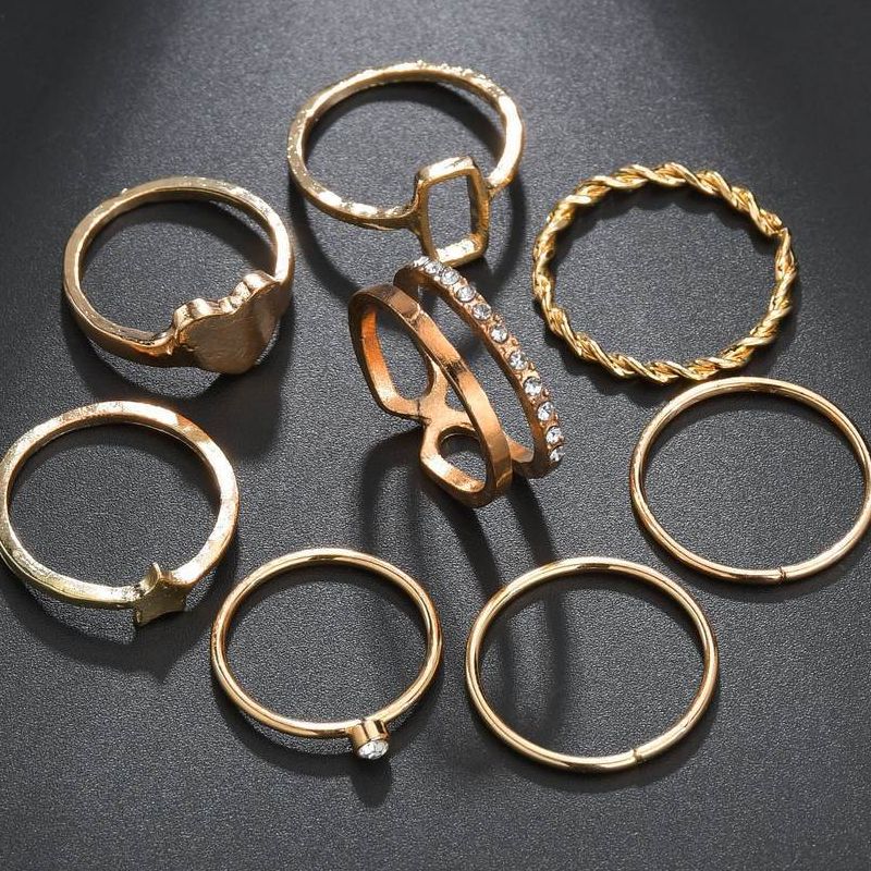 Female Hot Rings Woman Design Simple Gold Jewelry Set