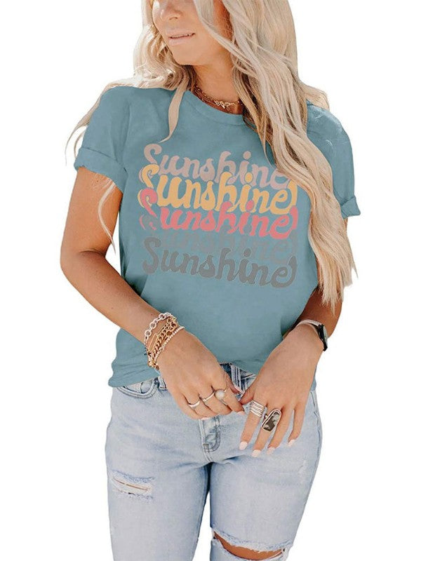 Women Letter Printed Short Sleeve T-Shirt