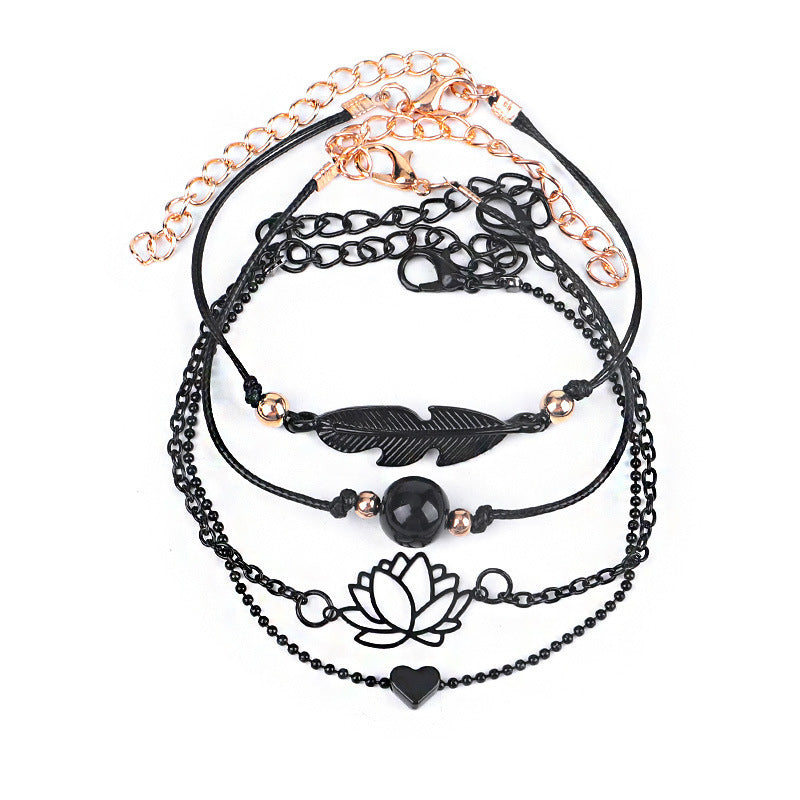 Female Fashionable Bracelets Women Black Bohemia Design Jewelry Set
