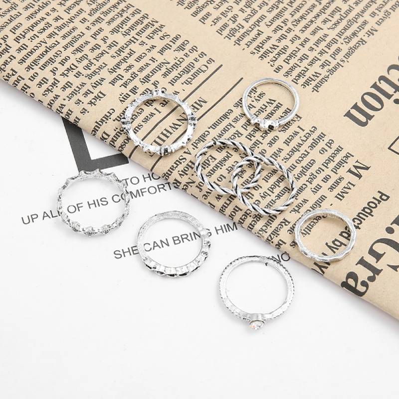 Female Design Hot Rings Silver Simple Jewelry Set
