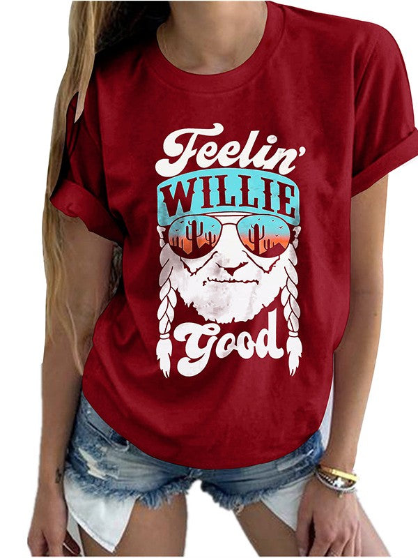 Women Summer Portrait Letter Printed T-shirt