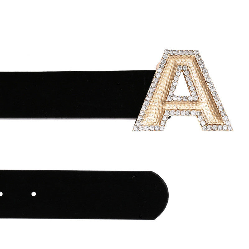 Women Fashion Dress Belt Hot Gold Letter Metal Belt