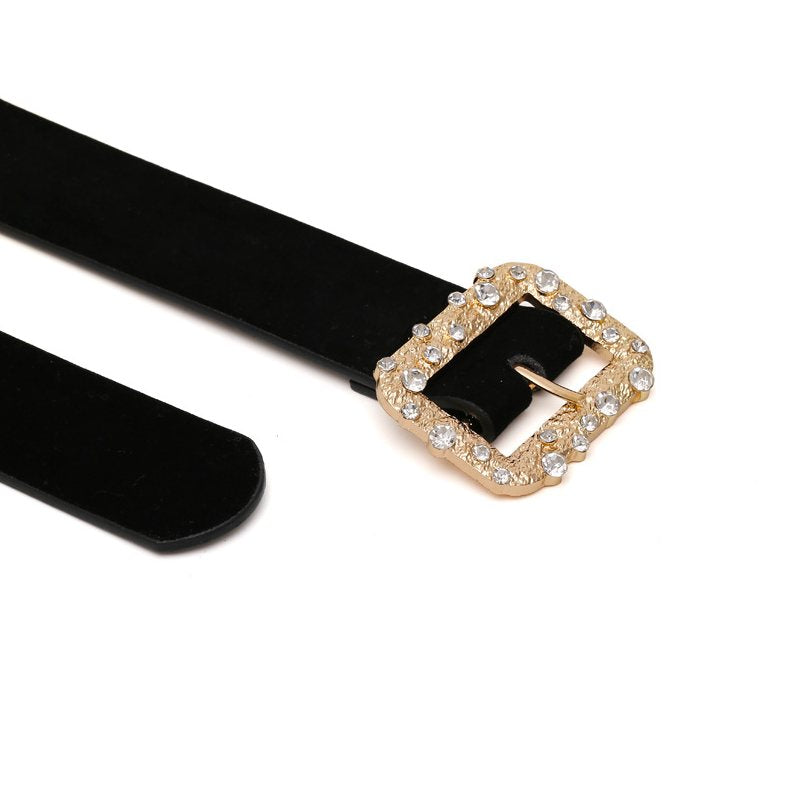Women Fashion Dress Belt Square Gold Metal Belt