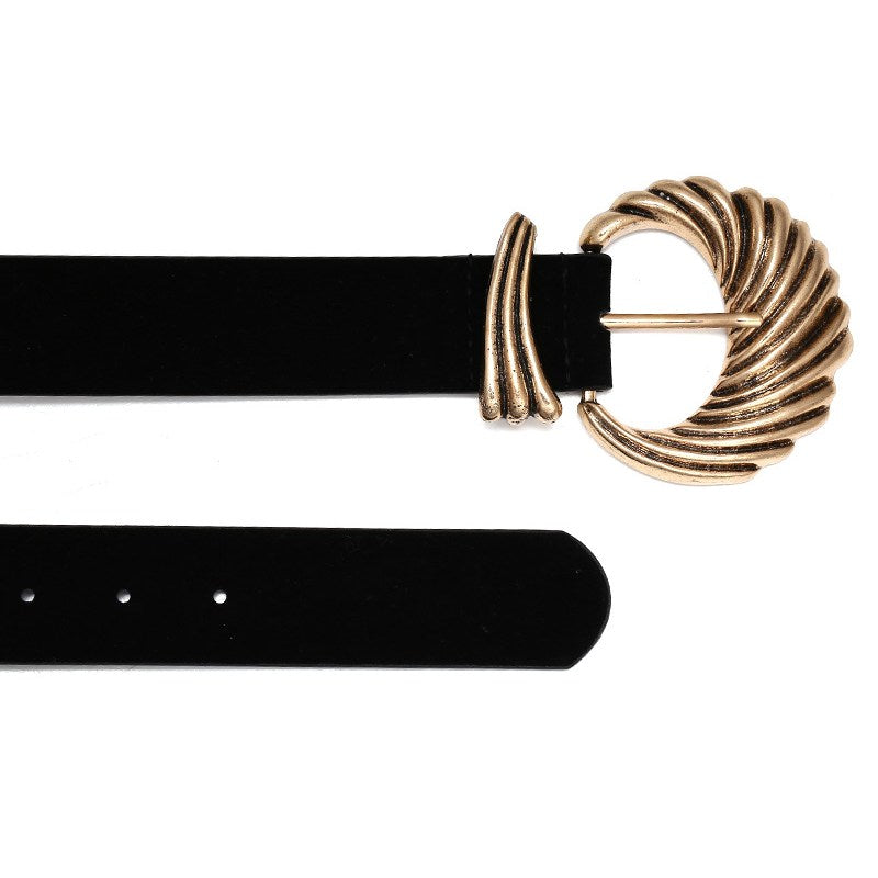 Women Fashion Dress Belt Design Circle Gold Metal Belt