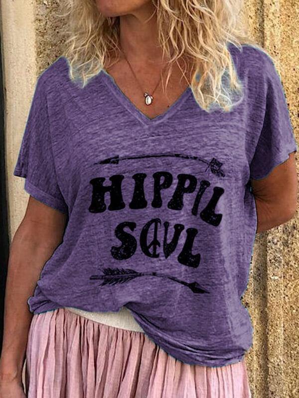 Women Letter Printed Casual Short Sleeve T-Shirt - CHALIER