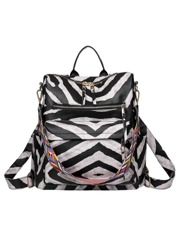 Women Striped Vintage Backpack