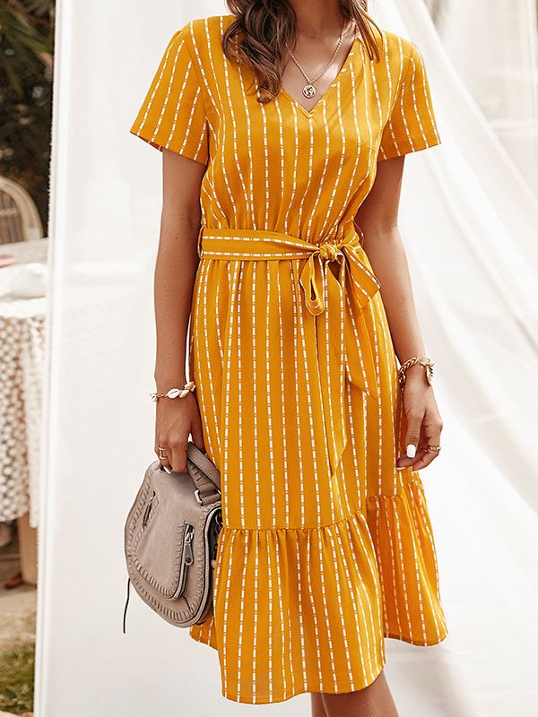 Women's Fashion Dress Hot V Neck Fringe Skirt