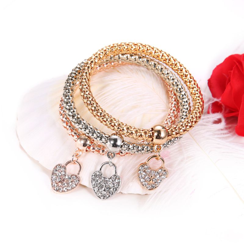 Female Fashionable Bracelets Woman Design Heart Drop Jewelry Set
