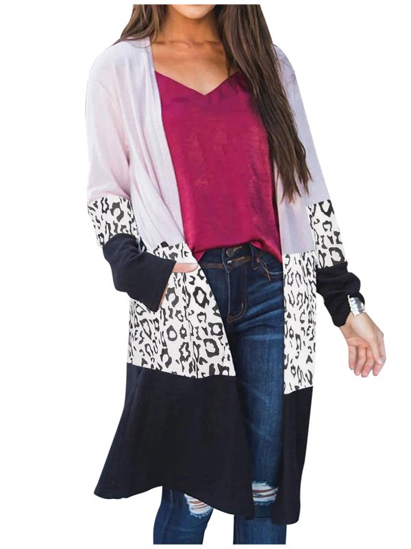 Women's Fashion Outwear Leopard Splice Coat