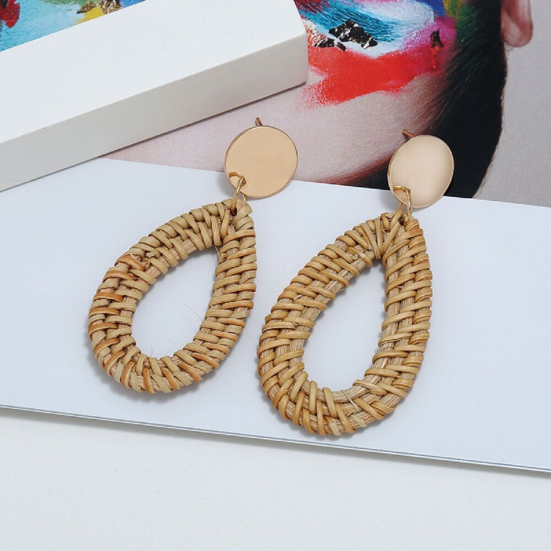 Female Bohemian Earrings Women Knitted Drop Hoops Earrings