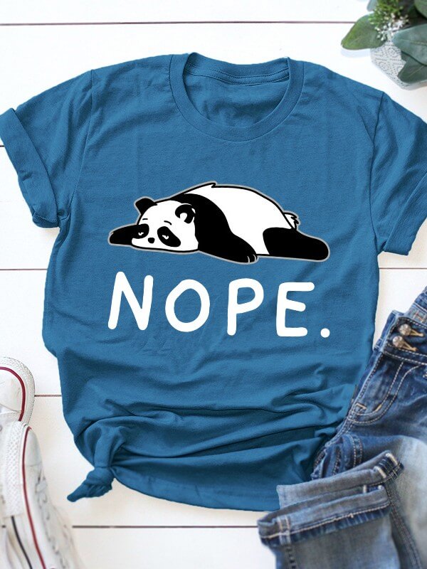 Women Panda Printed Short Sleeve T-Shirt