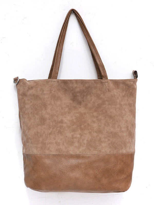 Women's Solid Color Block PU Leather HandBag