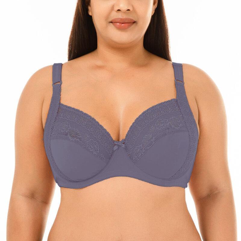 Womens Summer Plus Size Ultrathin Sexy Lace Ultimate Lift and Support Fashion Underwire Bra - CHALIER
