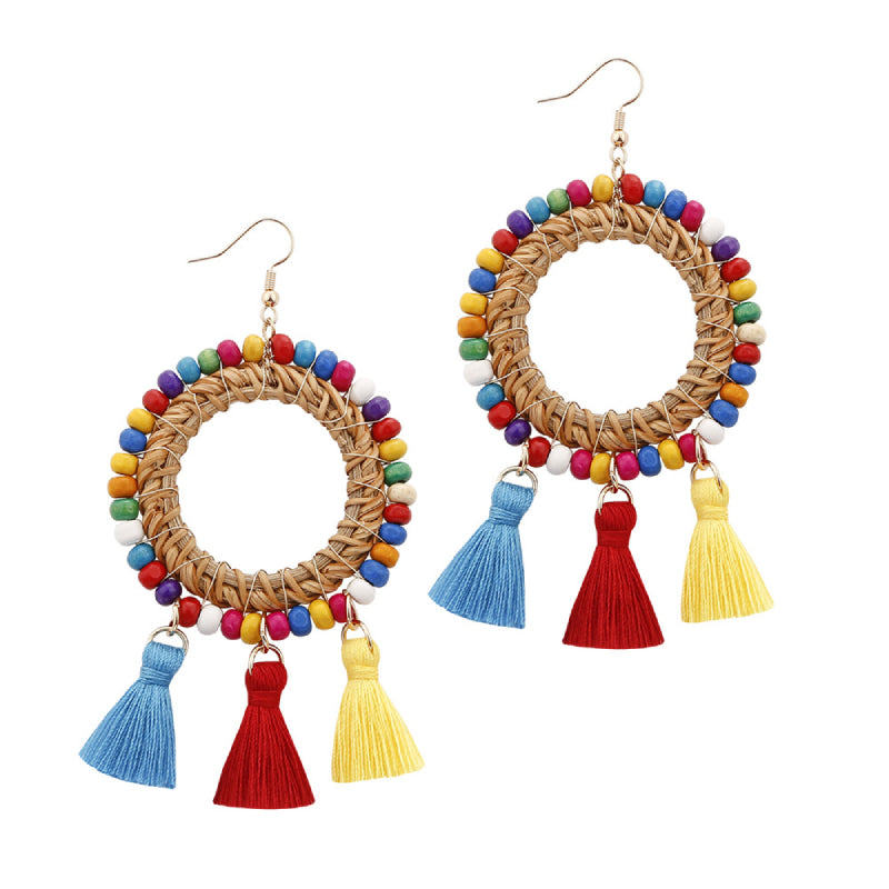 Female Bohemia Earrings Women Tassels Circle Drop Earrings