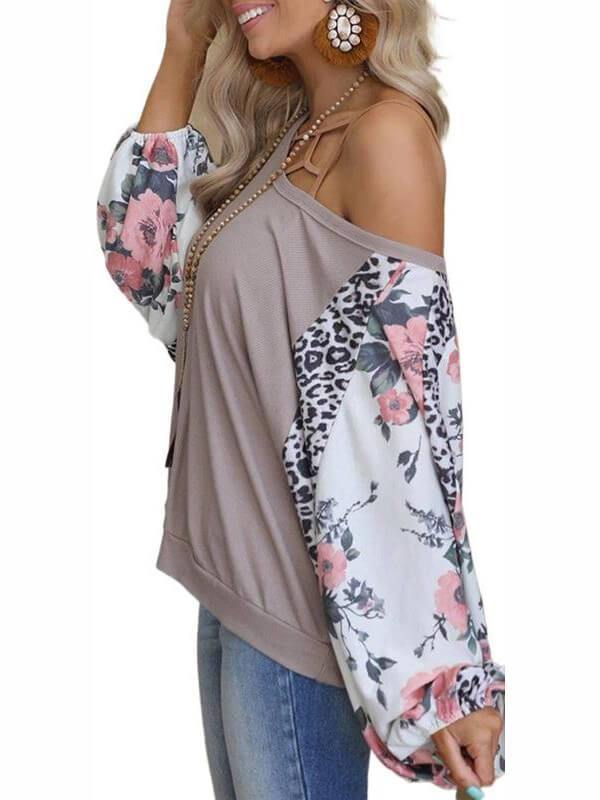 Women Floral Printed Stitch Casual Long Sleeve T-Shirt&Top - CHALIER