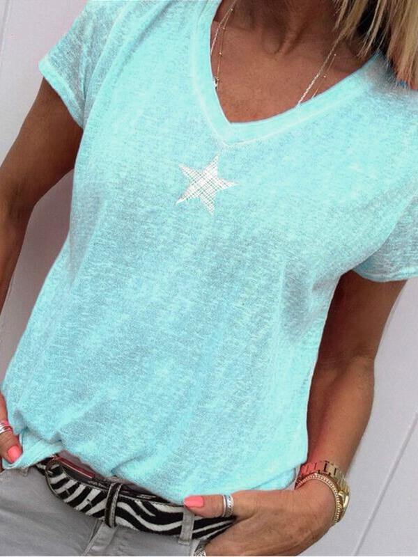 Women Plus Size Casual Short Sleeve T-Shirt - CHALIER