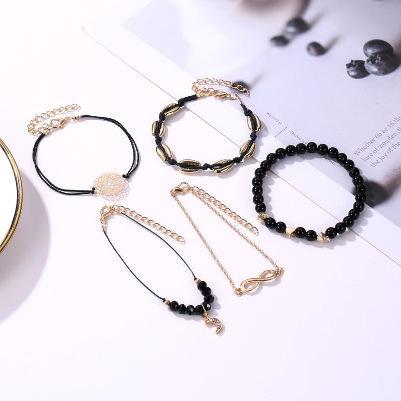 Female Bohemia Bracelets Women Hot Black Jewelry Set