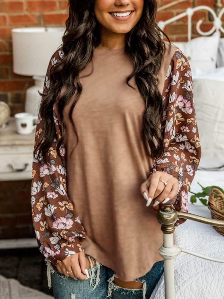 Women's Loose Casual Floral Sweatshirt - CHALIER
