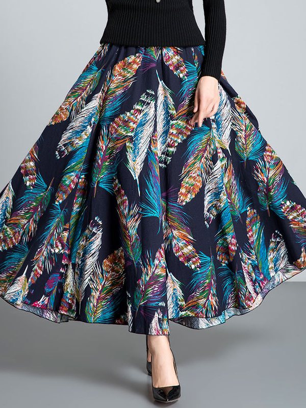 Women's Long Skirt Retro Printed Skirt