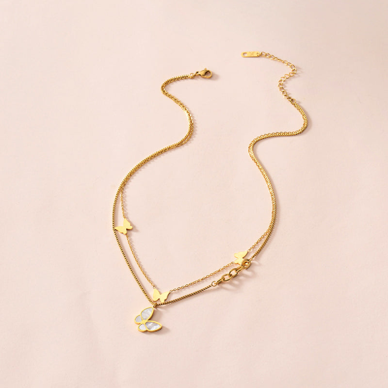 Female Layered Necklaces Women Gold Hot Butterfly Choker Jewelry