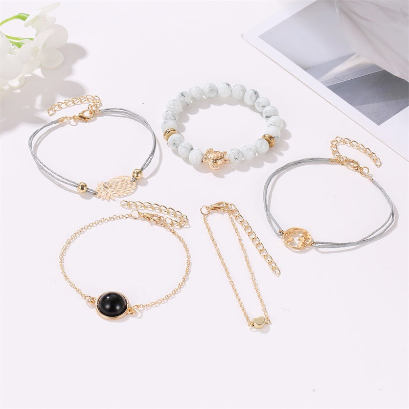Female Hot Bracelets Women Gold Bohemia Design Jewelry Set