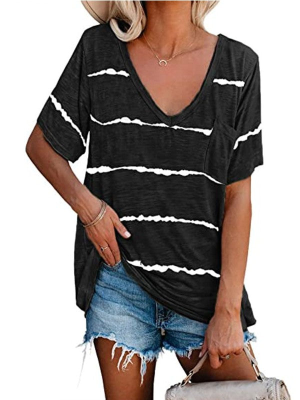 Women Striped Casual Short Sleeve T-Shirt