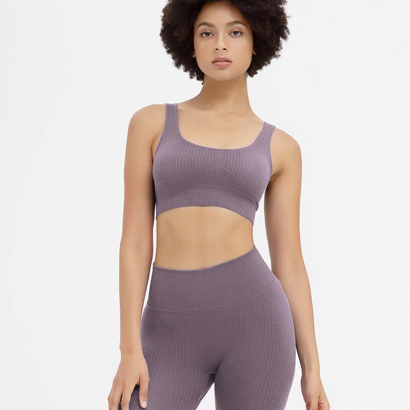 Women Medium Impact Sports Bra Seamless Yoga Workout Bra Running Gym Activewear - CHALIER