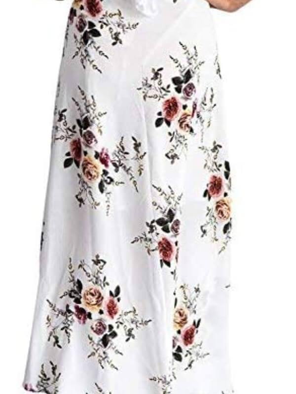 Womens Summer Beach Wrap Cover Up Boho Floral Tie Up Waist  Maxi Skirt - CHALIER