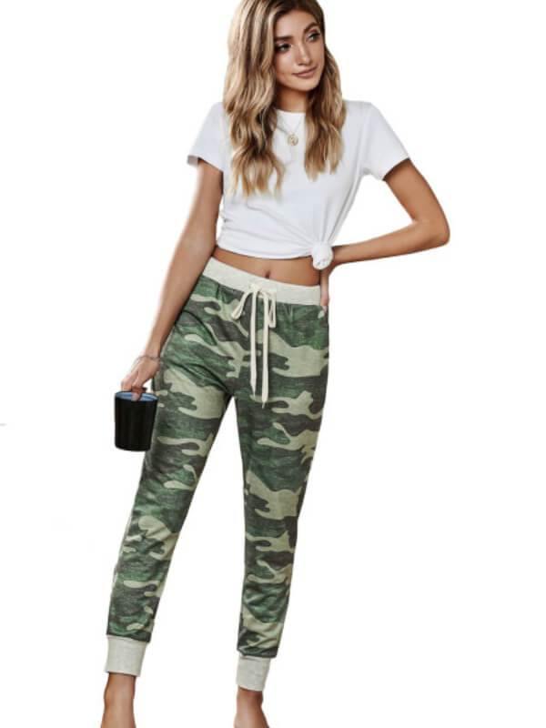 Chalier Gray Camo Print Knit Sport Pants - CHALIER