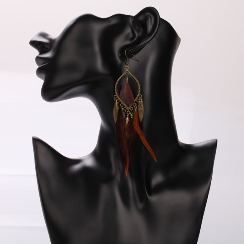 Female Bohemian Earrings Women Feather Drop Earrings