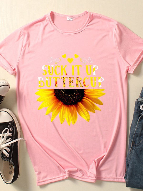 Women Sunflower Printed Casual Short Sleeve T-Shirt