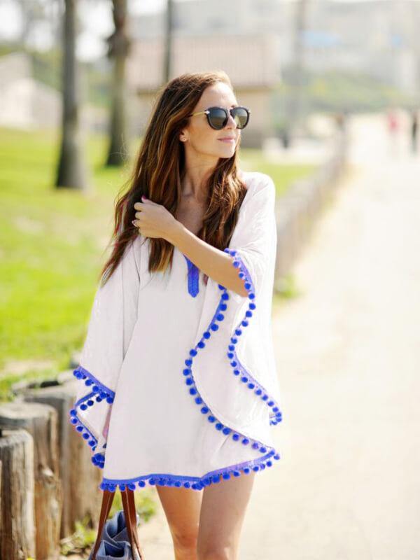 Summer Beach Vacation Solid Casual Chiffon Blouse - CHALIER