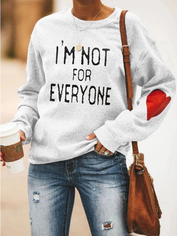 Women's Letter Printing Sweatshirt Long Sleeve Round Neck Pullover Hoodies - CHALIER