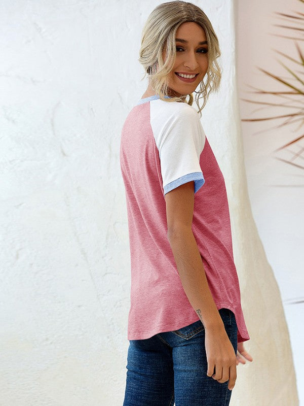 Women Casual Stitch Short Sleeve T-Shirt